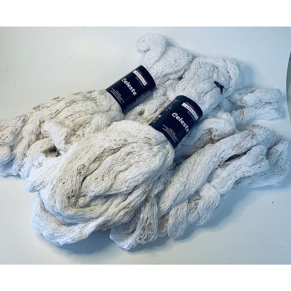 4 Skeins Tahki Tubular Nett Yarn/Fabric Celeste S Charles White Metallic New - Picture 5 of 10